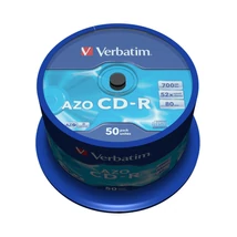 Verbatim CD-R 52X lemez Crystal Azo réteggel 700 MB - Cake (50) (D1521)