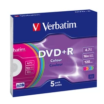 Verbatim DVD+R 16X 4,7GB színes lemezek - slim tokban (5)