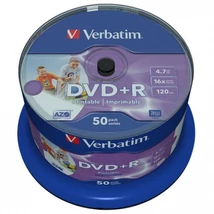 Verbatim DVD+R 16X teljes felületén nyomtatható lemez - cake (50)