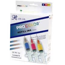 Procolor D167 Lexmark színes tintapatron töltő szett - ciánkék, bíbor, sárga