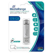 MEDIARANGE COMBO PENDRIVE 128GB USB 3.0 + Type-C Ezüst