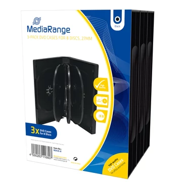MediaRange DVD tok 8 lemezes 27 mm - fekete (3 db)