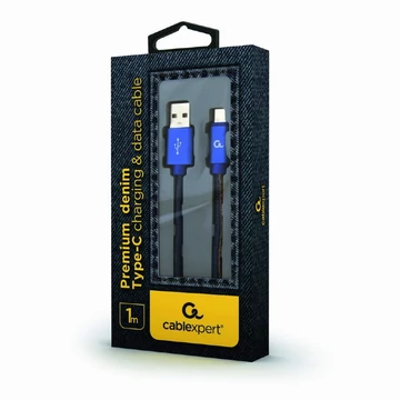 Gembird Premium Jeans Type-C USB 3.0 kábel 1m - kék