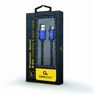 Gembird Lightning Premium Jeans kábel USB-A - Lightning 1m - kék