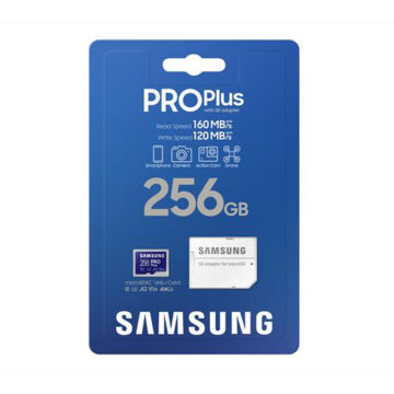 SAMSUNG PRO PLUS 256GB microSD + adapter CL10 UHS-I U3 (160/120 MB/s)