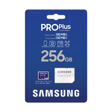 SAMSUNG PRO PLUS 256GB microSD + adapter CL10 UHS-I U3 (180 MB/s)
