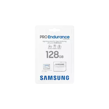 SAMSUNG PRO Endurance 128GB microSD + adapter CL10 UHS-I U1 (100 MB/s olvasási sebesség)
