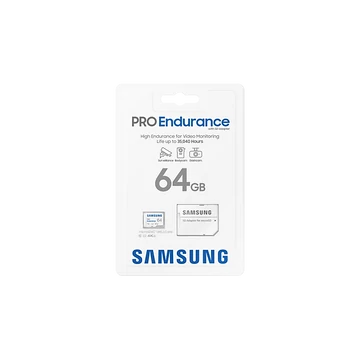 SAMSUNG PRO Endurance 64GB microSD + adapter CL10 UHS-I U1 (100 MB/s olvasási sebesség)