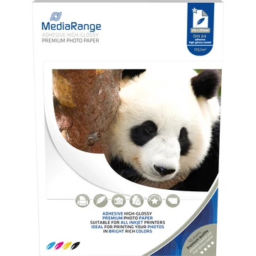 MediaRange öntapadó hátoldalú magasfényű fotópapír A4 115g - fehér (MRINK119)
