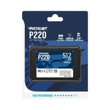 Patriot P220 512GB SSD Meghajtó 550/480 MB/s [2.5"/SATA3]
