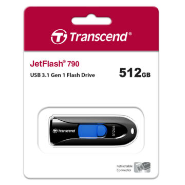 Transcend 512GB Jetflash 790 pendrive [USB 3.0] Fekete