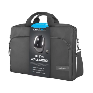 NATEC Wallaroo 2in1 laptoptáska 15.6&quot; + egér, fekete 