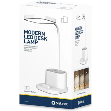 Platinet 4in1 LED asztali lámpa, mobiltöltő, mobil állvány, tolltartó, LED/5W/5V, 2400 mAh