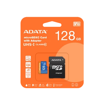ADATA Premier Micro SDXC memóriakártya adapterrel 128GB Class 10 UHS-I U1 V10 A1 - fekete-kék