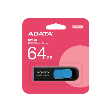 Adata UV128 64GB Pendrive USB 3.0 - Fekete-Kék (AUV128-64G-RBE) - AUV128_64G_RBE