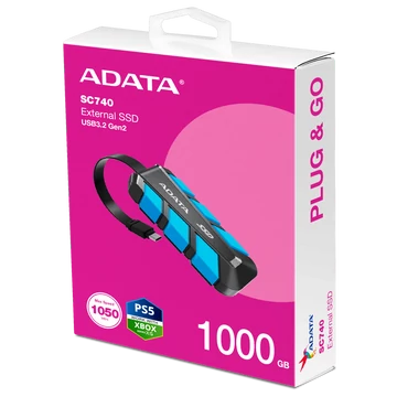 ADATA SC740 Külső SSD 500GB USB 3.2 Kék (1050/1000 MB/s)