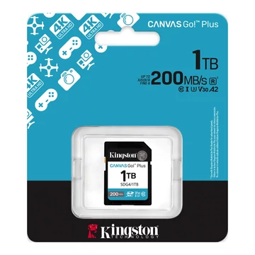 Kingston Canvas Go Plus SDXC memóriakártya 1 TB CL10 UHS-I U3 V30 (200 MB/s olvasási sebesség)