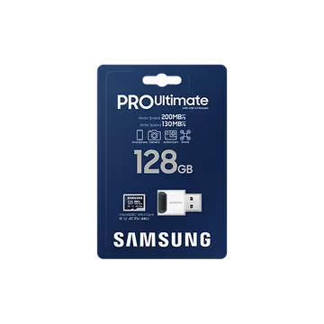 SAMSUNG PRO Ultimate 128GB microSD + USB adapter CL10 UHS-I U3 (200/130 MB/s)