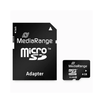 Mediarange 4GB Micro SDHC Memóriakártya Class 10 + Adapter - MR956