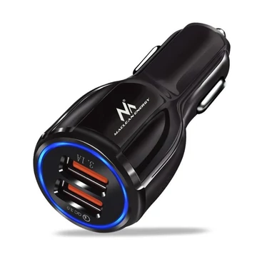 Maclean autós töltő, Qualcomm Quick Charge, QC 3.0 - 5V / 3A, 9V / 1.8A, 12V / 1.6A, 5V / 3.1A aljzat, fekete