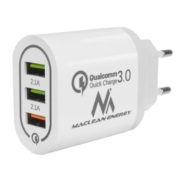 Maclean Qualcomm töltőfej 3x USB port Q.C 3.0 MCE479W fehér