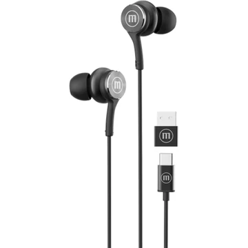 Maxell XC1 vezetékes fülhallgató USB-C csatlakozással mikrofonnal - fekete