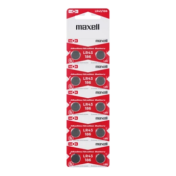 Maxell LR43 alkáli gombelem 1,5V - ezüst (2 db)