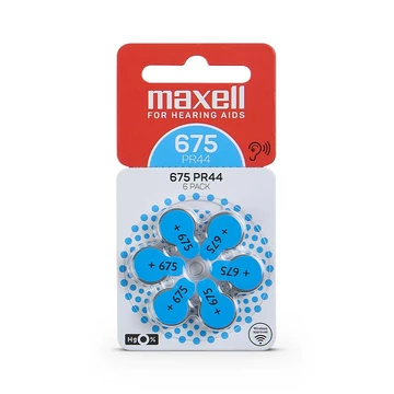 Maxell Zinc Air PR44 (675) 1.45V hallókészülék gombelem - ezüst (6 db/csomag)
