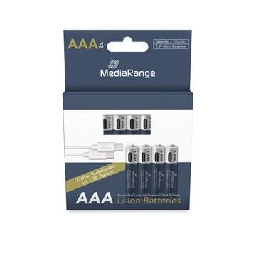 Mediarange AAA USB-C Akku Tölthető Elem 500 mAh (4)