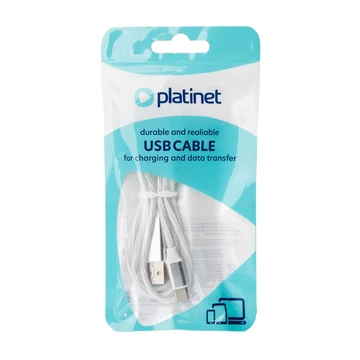 Platinet USB-A Type-C kábel 3A 18W LED 1m 480 Mbps fehér