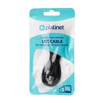 Platinet Type-C - Type-C fonott kábel 3A 60W 1m 480 Mbps - fekete