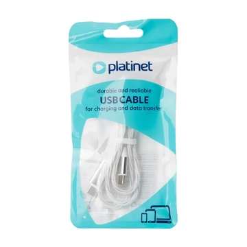 Platinet Type-C - Type-C kábel LED világítással 60W 3A 1m - fehér