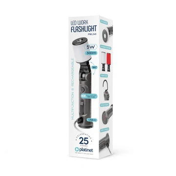 Platinet munkalámpa 300lm LED 5W USB-C tölthető 5 üzemmóddal - szürke