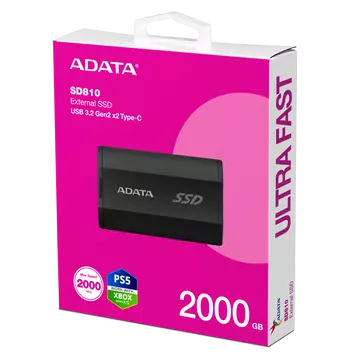 ADATA SD810 Külső SSD 2TB USB 3.2 gen 2 Fekete (2000/2000 MB/s)