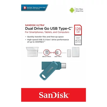 SanDisk Ultra Dual Drive Go pendrive 128GB USB 3.1 Type-C - kék