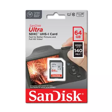 SanDisk Ultra 64GB SDXC Memóriakártya UHS-I Class 10 (140 MB/s)