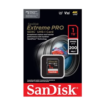SanDisk Extreme Pro SDXC memóriakártya fényképezőgépekhez UHS-II V30 U3 Class 10 1TB (200/140 MB/s)