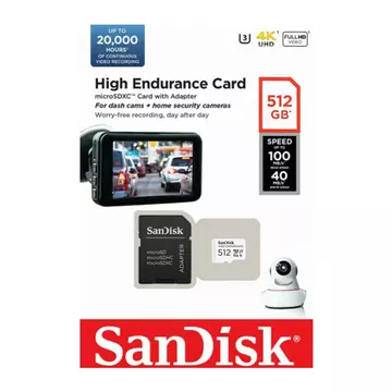 Sandisk High Endurance micro SDHC 512GB CL10 UHS-I U3 (100/40 MB/s) + adapter