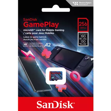 SanDisk GamePlay Micro SDXC + Adapter 256GB UHS-I U1 (190/130 MB/s olvasási sebesség)