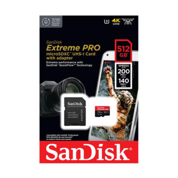 SanDisk Extreme Pro 512GB Micro SDXC + Adapter U3 V30 (200/140 MB/s)