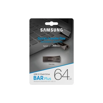 Samsung 64GB Bar Plus USB 3.1 Pendrive - Titán (300MB/s) - MUF-64BE4/EU