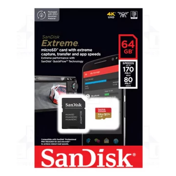 SanDisk Extreme 64GB Micro + Adapter SDXC U3 V30 (170/80 MB/s)