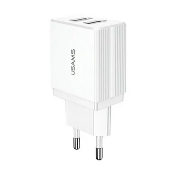 USAMS T24 hálózati töltő 2xUSB-A csatlakozással 2.1A - fehér (US-CC090)