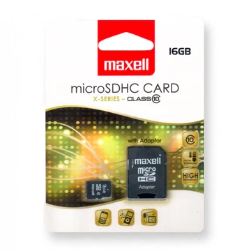 Maxell X-series 16GB micro SDHC memóriakártya adapterrel Class 10 (90 MB/s olvasási sebesség)