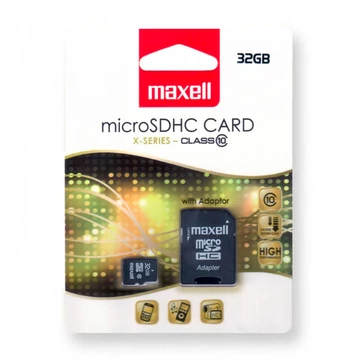 Maxell X-series 32GB micro SDHC memóriakártya + adapter CL10 80 MB/s olvasási sebességgel - fekete