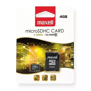 Maxell X-series 4GB micro SDHC + adapter CL10 (20 MB/s olvasási sebesség)