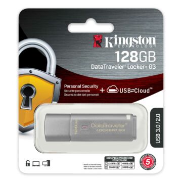 Kingston DataTraveler Locker+ G3 128GB Pendrive - Titkosított - USB 3.0 (DTLPG3/64GB) - DTLPG3_64GB