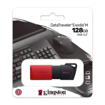 Kingston DataTraveler Exodia M pendrive 128GB USB 3.2 Gen1 - fekete/piros