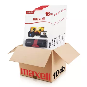 Maxell FLIX 16GB pendrive [USB 2.0] Fekete-Piros 10db-os CSOMAG!