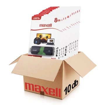 Maxell FLIX pendrive 8GB USB 2.0 - fekete-zöld (10 db-os csomag)